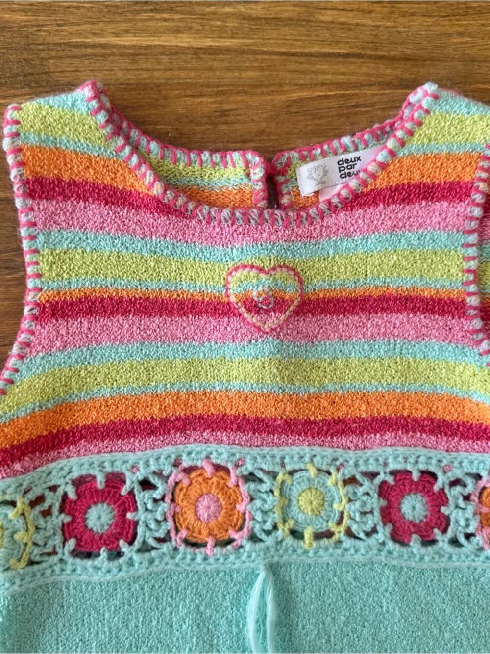 Deux par Deux Multicolor Crochet Knit Dress Size 3 - Picture 3 of 10